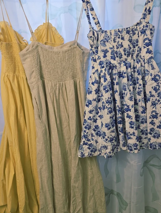 Sun Dress Bundle Size Large Cotton Linen Bustier Details Floral Milkmaid Maxi - Picture 8 of 8